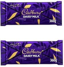Image of Cadbury Dairy Milk Chocolate Bar Large 360 g x 2  Perfect Gift BBE 05/26