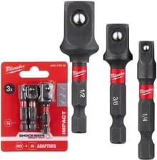 Image of Milwaukee Shockwave Impact Hex SQ Socket Adaptor Set Drive Tool Conversion (3pc)