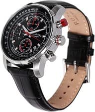 Image of Rotary GS03641/04 Men’s Chronograph Date Black Dial Leather Strap Watch **DEAL**