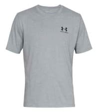 Image of UNDER ARMOUR Mens Grey Left Chest Logo HeatGear Sportstyle T-Shirt Small NEW