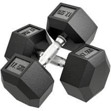 Image of HOMCOM 2x17.5KG Rubber Hex Dumbbell Portable Hand Weights Home Gym