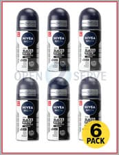 Image of 6x Nivea Men Roll On Deodorant Invisible Black & White Original | 72h - 50ml