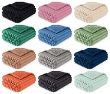 Image of DV CHUNKY RIB WAFFLE LUXURY BLANKET FLEECE THROW SOFA WARM COSY EXTRA LARGE