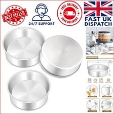 Image of Stainless Steel Round Cake Tins - 6 Inch, Leakproof, Set of 3 for All Occasions
