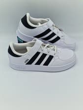 Image of Adidas Breaknet C Trainers UK Size 2 Black White Leather Brand New In Box