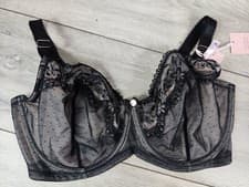 Image of NEW Boux Avenue Black & Light Pink Leanna Balconette Bra Mesh Lingerie UK 38F