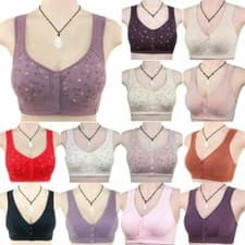 Image of Ladies Women Front Fastening Bra Non Wired Sport Non Padded Soft Stretch Bra UK