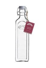 Image of 1L Kilner Clip Top Preserve Bottle Clear Glass New Square Shape Grey Lid 1000ml