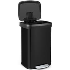Image of COSTWAY 50L Step Trash Can Stainless Steel Garbage Bin with Soft Close Lid-Black