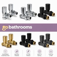 Image of Modern Round Radiator Valves Straight Angled Corner | Chrome Black Brass Gold