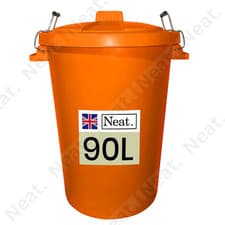 Image of 90L Extra Large Plastic Dustbin with Metal Handle & Lid for Rubbish Recycling