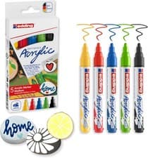 Image of Edding 5100 Acrylic Markers - 5pk (Basic) - 5 Color Set Round Nib 2.0-3.0mm - W