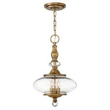 Image of 3 Bulb Ceiling Pendant Light Fitting Heritage Brass LED E14 60W Bulb