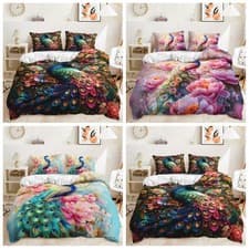 Image of 3D Vibrant Peacock Duvet Cover Soft Bedding for Women Single Double King Size