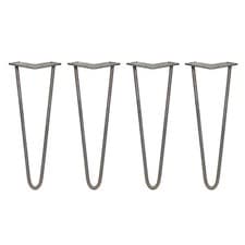 Image of 4 x Hairpin Legs Premium Table FREE Screws & Protector Feet Glides 14" 2 Prong 