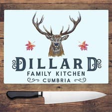 Image of Personalised Chopping Board Glass Stag Cutting Worktop Saver Baking Gift KCH35