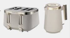 Image of STYLISH Matte Stone With Shiny Accents, 3kW Rapid Boil Kettle & 4 Slot Toaster
