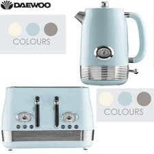 Image of Daewoo Denver Retro Matching Kettle and Toaster Set 1.5 Litre Rapid Boil 4 Slice