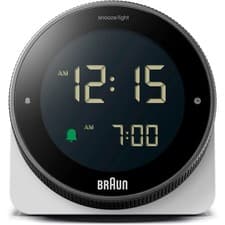 Image of Braun Digital Alarm Clock With Rotating Bezel For Quick Time Setting White