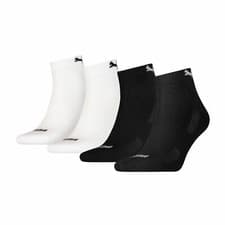 Image of PUMA Cushioned Quarter Socks Mens Womens Cotton Rich Trainer Sport Sock 4 Pack