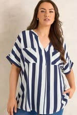 Image of EVANS Curve Women's Plus Size Stripe Blouse