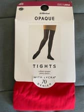 Image of M&S 1 pair 70 denier red opaque tights. Large. BNWT