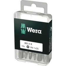 Image of Wera 851/1Z PH SB Tough DIY Phillips Screwdriver Bits PH1 25mm Pack of 10