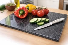 Image of Large Black Granite Rectangular Chopping Board 40 x 30cm Stone Cutting Board