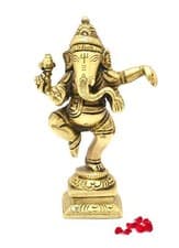 Image of Handmade Hindu Religious God Dancing Ganesha Brass Figure Statue For Home Decor