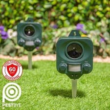 Image of Pestbye Ultrasonic Cat Repellent Dog Fox Pest Battery Scarer Repeller Pack of 2
