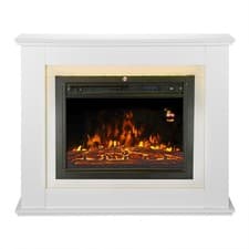Image of Electric Fireplace Remote Control LED Log Fire Complete Modern Mantle