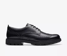 Image of CLARKS CURINGTON WING MENS Black LEATHER SMART NON-SLIP BROGUE SHOES UK SIZE 8 G