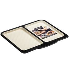 Image of Baker & Salt Large Enamel Dual Tray Baking Roasting Roaster Oven Pan - Size 40cm