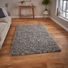 Image of Vista Contemporary Stain Resistant Abstract Durable Plain Shaggy Silver Rugs