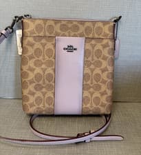 Image of Coach Kitt Signature Canvas Messenger Crossbody TAN S0FT LILAC - NWT