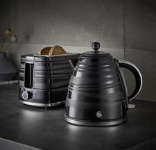 Image of Swan Twin Pack Black - 1.7L Jug Kettle & 2 Slice Toaster