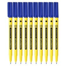 Image of 10 x STAEDTLER Handwriting Pen Blue Ink 0.6mm School Writing 307 Noris VAT inc