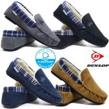 Image of Mens Slippers Memory Foam Moccasin Faux Suede Sheep Skin Fur Lined Loafers Shoes