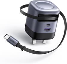 Image of UGREEN USB C Charger Plug, 45W 3-Port Fast Charger Plug with Retractable Cable,