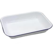 Image of Falcon Enamel Bakepan Traditional White 34cm Rectangular Deep Baking Tin UK New