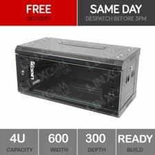Image of 4U Server Rack Network Cabinet 19 inch 600 x 300mm Black