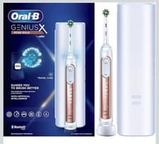 Image of Oral-B Genius X Electric Toothbrush with AI, 6 Modes & Travel Case - Rose Gold