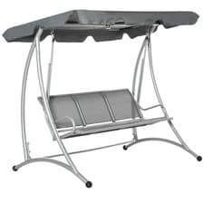 Image of 3 Person Steel Swing Chair & Adjustable Canopy - Dark Grey
