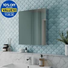 Image of Double Door Bathroom Mirror Cabinet Cupboard Stainless Steel Wall Mounted 600mm