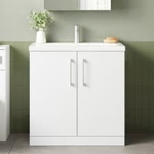 Image of Nuie Arno Floor Standing 2-Door Vanity Unit & Basin-1 800mm - Gloss White