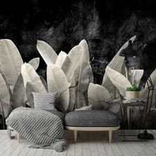 Image of LEAVES 3D CONCRETE Photo Wallpaper Wall Mural Modern for Bedroom Living Room