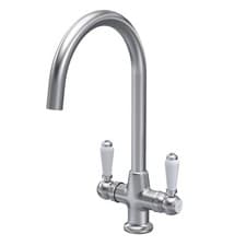 Image of Nuie Cruciform Brushed Nickel Kitchen Sink Mixer Tap & Ceramic Dual Lever Handle