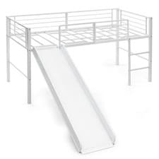 Image of Kids Mini Sleeper Bed Loft Bed Single Size Low Loft Bed Steel Frame w/Slide