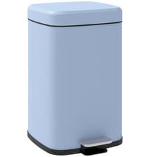 Image of Pedal Bin Light Blue 20L Metal & PP 35x28x45cm Soft-Close Kitchen Compact Silent