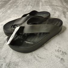 Image of Crocs Getaway Platform Flip Sandals Womens 10 Black Beach Summer Wedge Chunky
